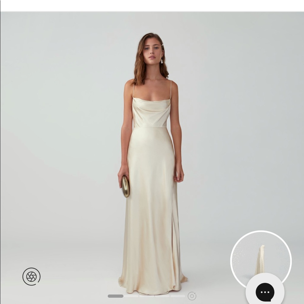 Fame and partners strappy draped gown matte satin